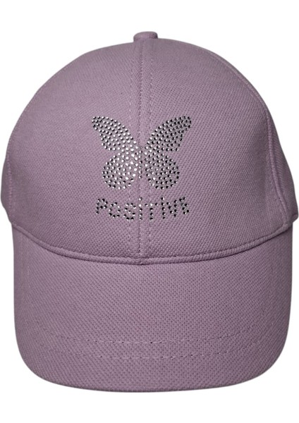Spteks Kitti 9-15 Yaş Kız Garson Lila Renk Kelebek Baskı Mevsimlik Şapka