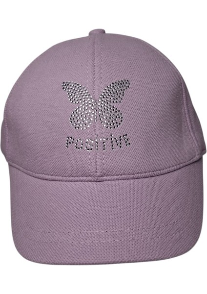 Spteks Kitti 9-15 Yaş Kız Garson Lila Renk Kelebek Baskı Mevsimlik Şapka modelleri