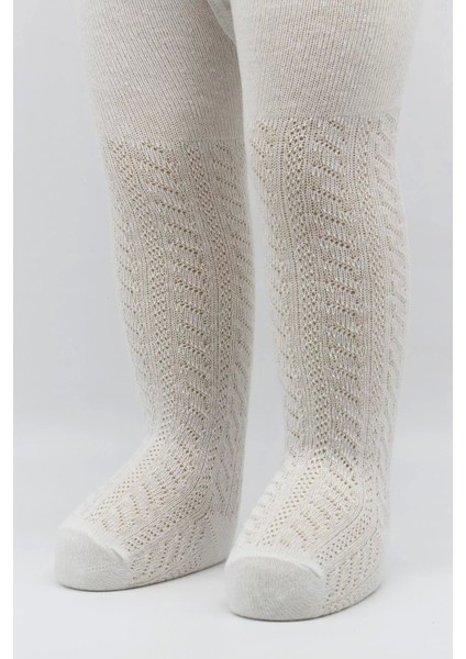 Tekli Zikzak Kabartma Penye Külotlu Çorap BS50108 Ekru fiyatları