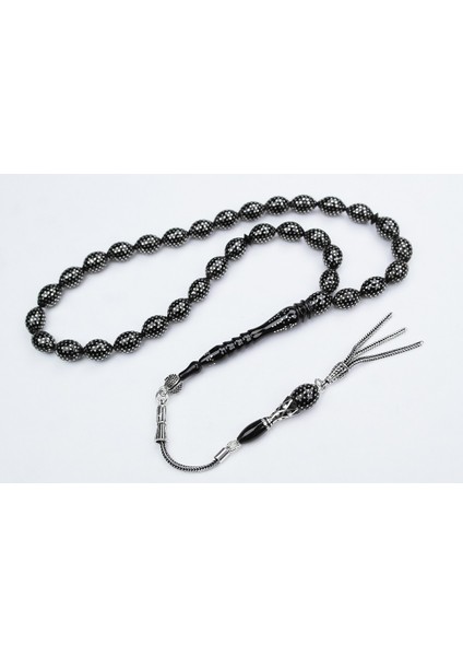 Oltu Taşı Beyzi Model Nokta Çeşmi Bülbül Işlemeli Tespih