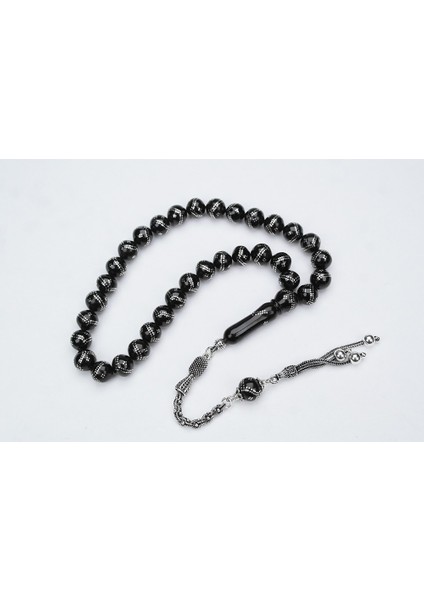 Oltu Taşı Küre Model Çift Zikzak Dörtlü Işlemeli Tespih