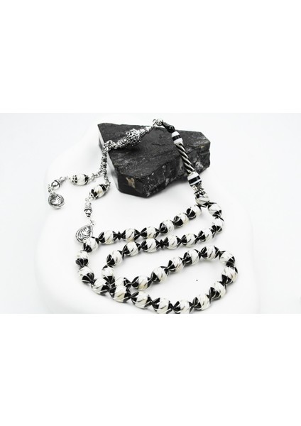 Oltu Taşı Beyzi Model Işlemeli Altılı Çeşmi Bülbül Beyaz Galalith Tespih fiyatları