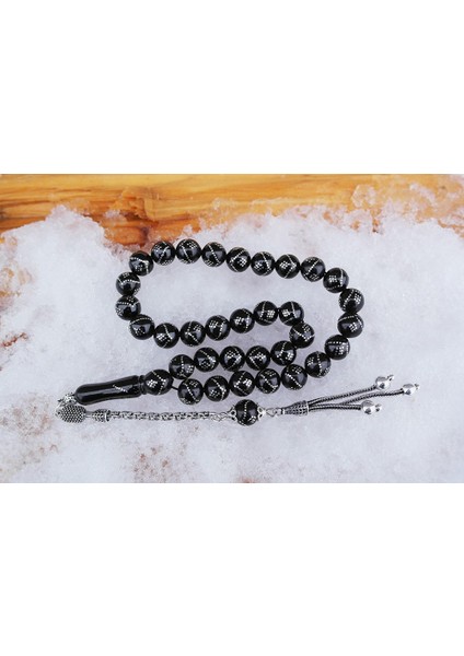 Oltu Taşı Küre Model Tek Zikzak Dokuzlu Baklava Işlemeli Tespih fiyatları