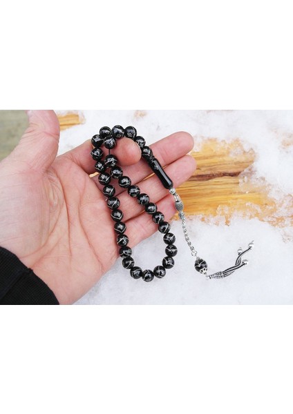 Oltu Taşı Küre Model Tek Zikzak Dokuzlu Baklava Işlemeli Tespih modelleri