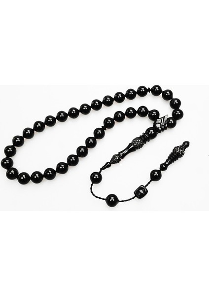 Oltu Taşı Kareli Oyma Nakkaş Imameli Sade Tespih