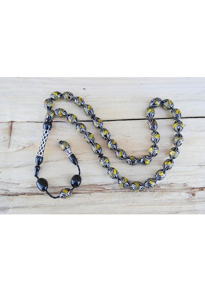 Oltu Taşı ve Sarı Galalith Çeşmi Damla Işleme Tespih fiyatları