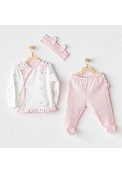 Cuddly Bunny Bear 3'lü Zıbın Set Pink