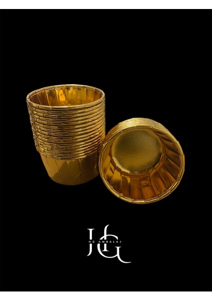25 Adet Gold Altın Sarısı Parlak Metalize Muffin Kek Kalıbı Kabı, Cupcake Kapsülü 6,5X4X5 cm