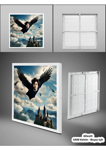 Çocuk Odası Harry Potter Avize, 60X60 LED Panel, 60W Beyaz Işık, Modern LED Avize, Yapay Zeka Avize
