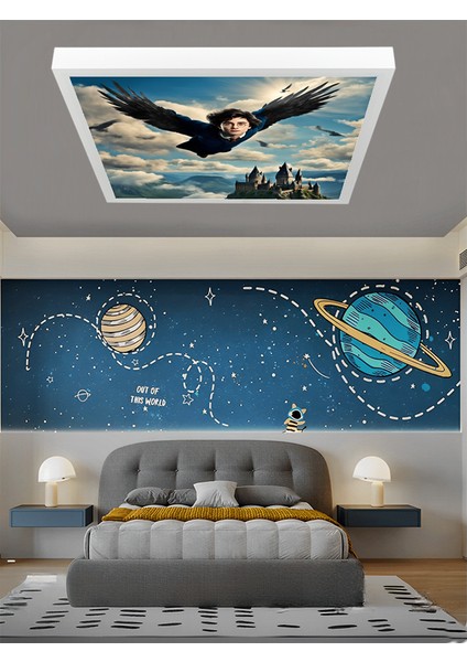 Çocuk Odası Harry Potter Avize, 60X60 LED Panel, 60W Beyaz Işık, Modern LED Avize, Yapay Zeka Avize