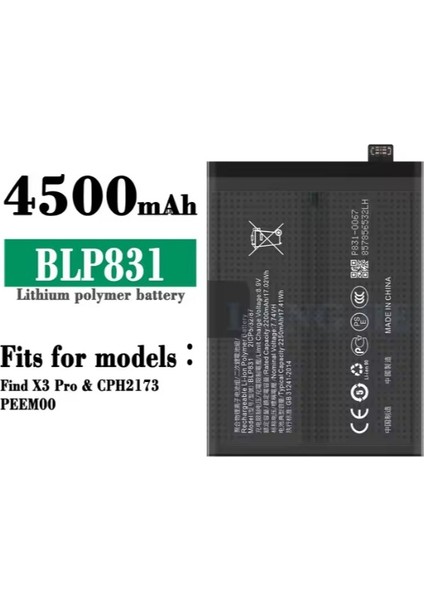 Oppo Fınd X3 X3 Pro Pil BLP831