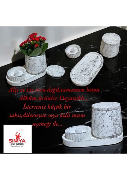 Simya Özel Tasarım Mermer Desenli Dekoratif Aksesuar Seti Pinterest Vazo Tütsülük indirimleri
