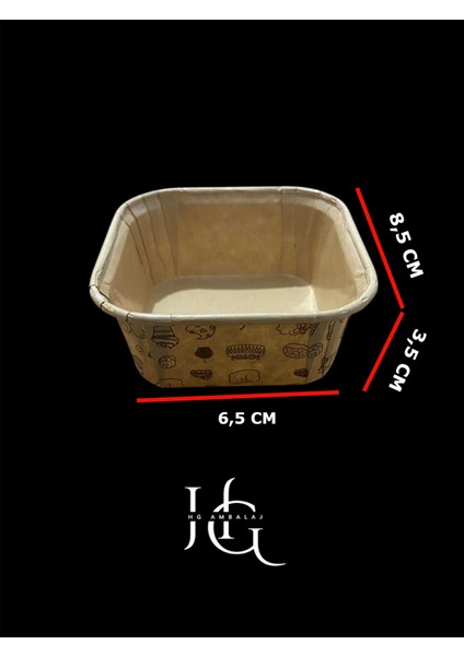 25 Adet Kraft Desenli Kare Şekilli Muffin Kek Kalıbı, Kraft Cupcake Kapsülü 8x3,5x6,5 cm fiyatları