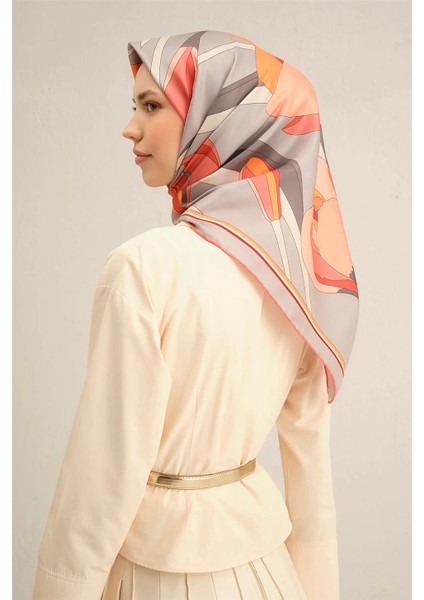 Çiçek Desenli Saf Ipek Sura Eşarp -9302D - 35