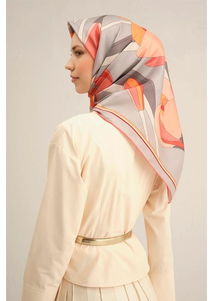 Çiçek Desenli Saf Ipek Sura Eşarp -9302D - 35