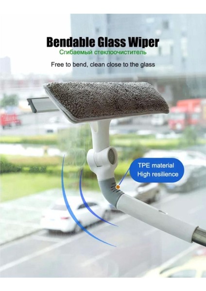 Bükülebilir teleskopik cam silme aparatı, yedek bezli, pratik ve kullanışlı fırsatları