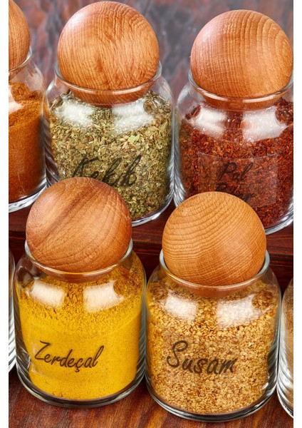 8'li Ahşap Kapaklı 300 ml Cam Baharat ve Şekerlik Seti, Parça Sayısı: 16 indirimleri