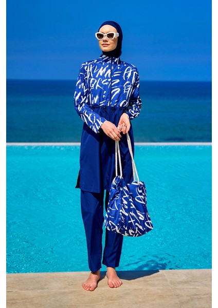 Tam Kapalı Tesettür Mayo Hakim Yaka Yırtmaçlı R2502 fiyatları