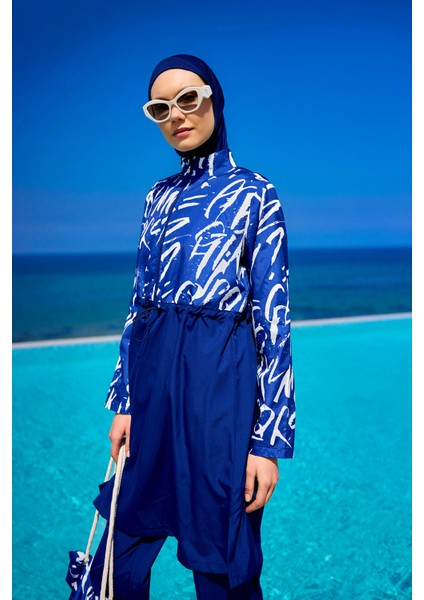 Tam Kapalı Tesettür Mayo Hakim Yaka Yırtmaçlı R2502 modelleri