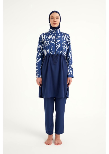 Tam Kapalı Tesettür Mayo Hakim Yaka Yırtmaçlı R2502 indirimleri