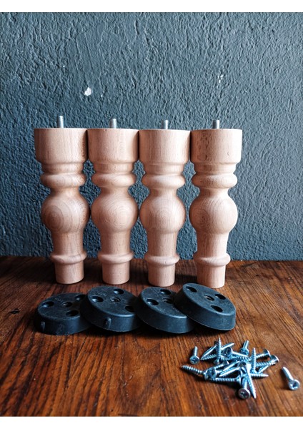 Sümbül-17 Cm-Ham-4 Lü Ahşap Aya-Torna Ayak