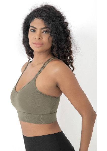 Arkası Çapraz Detaylı Spor Crop Büstiyer 5800 Haki fiyatları