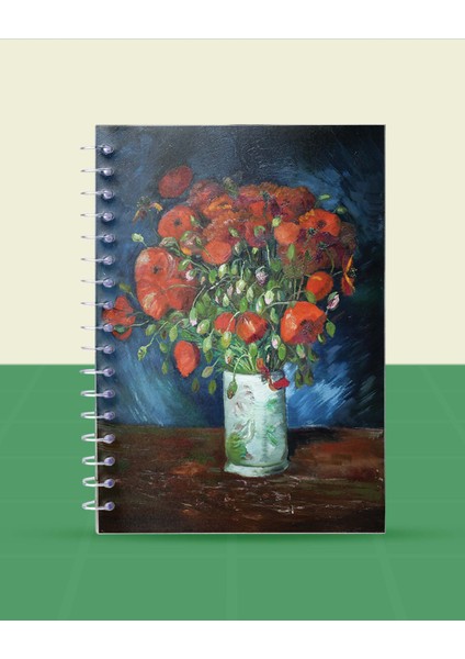 Vincent Van Gogh Çiçekler Koleksiyonu - A6 Spiralli 5 Adet Sanat Temalı Defter - 10,5X14,5 cm