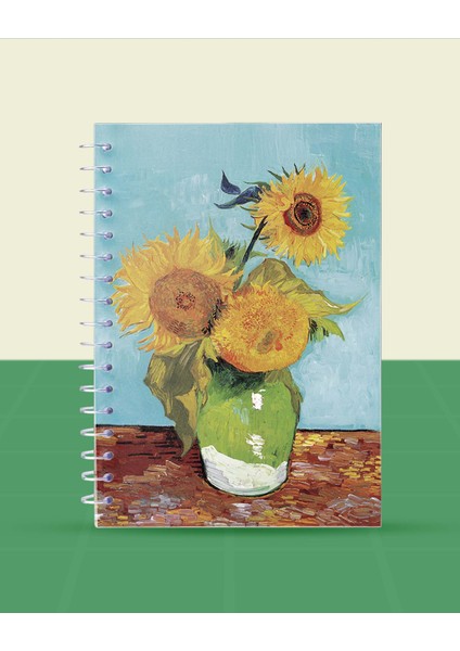 Vincent Van Gogh Çiçekler Koleksiyonu - A6 Spiralli 5 Adet Sanat Temalı Defter - 10,5X14,5 cm