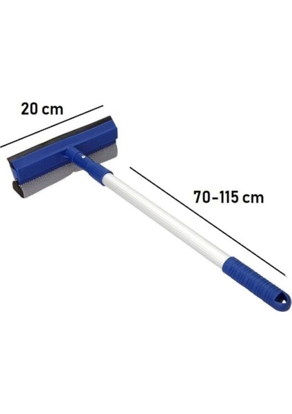 2'li Teleskopik Cam Temizleme Çekçek Mikrofiber Aparat Seti, Ayla Stand
