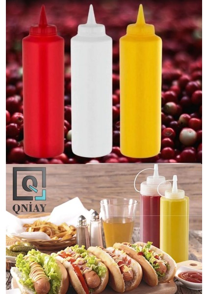 Renkli 3'lü Sosluk Seti, 1000 ml Pratik Yağdanlık ve Sıkma Şişleri fiyatları