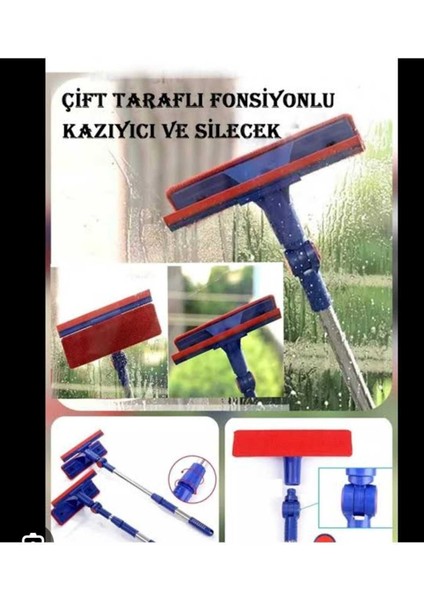 Çift Taraflı Teleskopik Cam Temizleme Aparatı Mikrofiber Bezli Silecek fiyatları