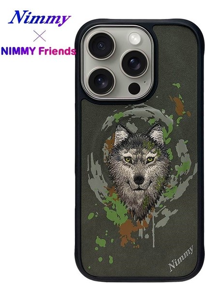 iPhone 16 Pro Max Uyumlu Magsafe Özellikli Gerçek Nakış İşlemeli Kurt Desenli Dazzling Kılıf