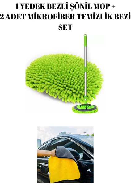 Uzun Saplı Teleskopik Yıkama Havlusu ve Şönil Paspası, Pratik Temizlik Aracı