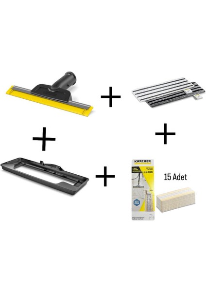 Sc Serisi Easyfix Delüx Cam Temizleme Aparatı Camfort Modeli +Halı Başlığı +Dış Zemin Bezi +15LI Be