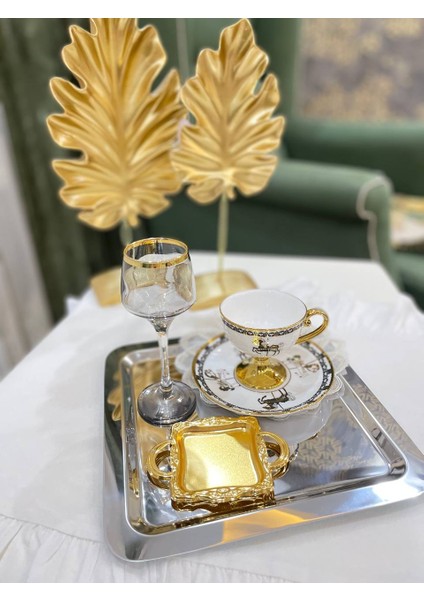 2'li ÇELİK Dekoratif Gold Kaplama Makaronluk Kahve Yanı Sunumluk Lokumluk Kare 10 x 8 fiyatları