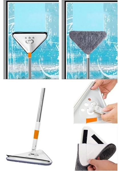 İki Bezli Üçgen Mop Temizlik Seti, askılı tutacak, pratik ve hızlı temizlik sağlar indirimleri
