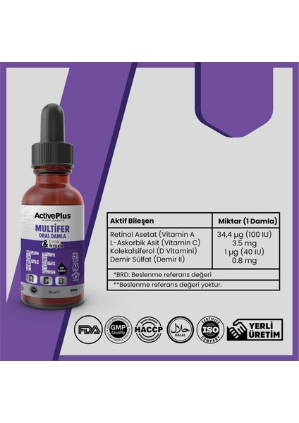 Multifer Oral Damla Çocuk & Yetişkin 20 ml