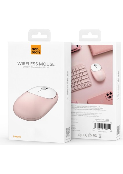 Nettech NT-MS02 2.4g Kablosuz Mouse (Pembe)