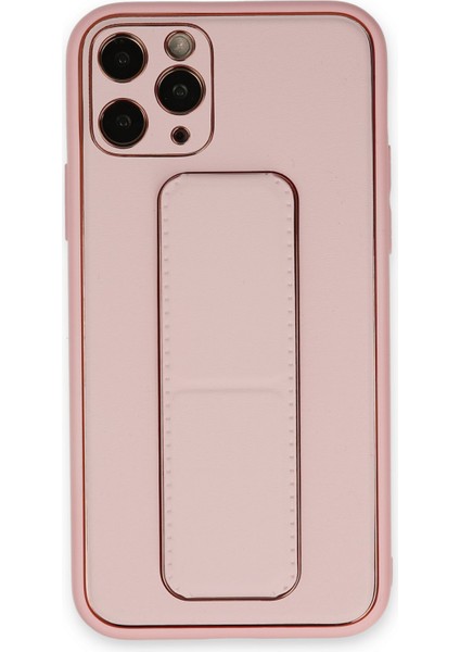 Iphone 11 Pro Kılıf Coco Deri Standlı Kapak - Pembe Drstr