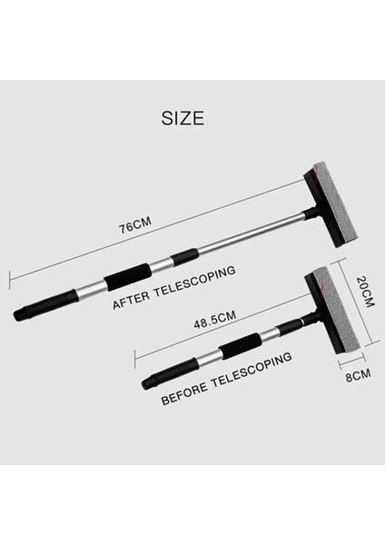 3'lü Mikrofiber Temizlik Seti, 50x50 cm, Teleskopik Çek Çek, Ultra Pamuklu Bez
