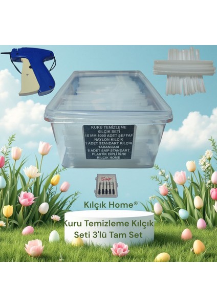 Kuru Temizleme Kılçık Seti 3'lü Set Kılçık+Tabanca+İğne