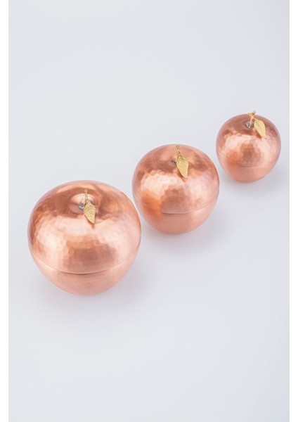 El yapımı bakır baharat seti, 3'lü elma motifli dekoratif, 6 parça fiyatları