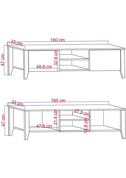 Mona Tv Ünitesi - Beyaz / Sepet - 160 cm