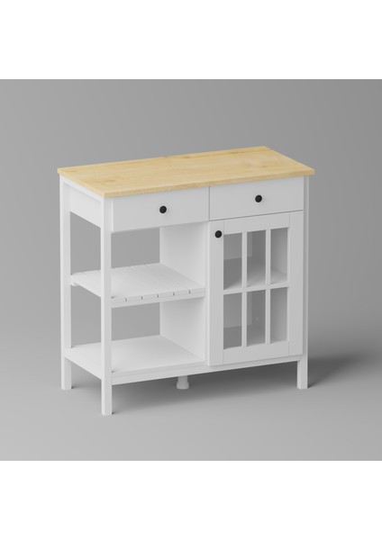 Çok Amaçlı Kahve Büfesi - Beyaz - 90 cm