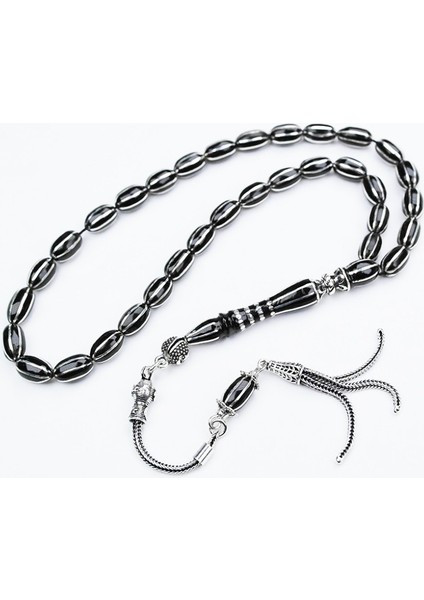 Oltu Taşı Beyzi Model Sekizli Karpuz Işlemeli Tespih