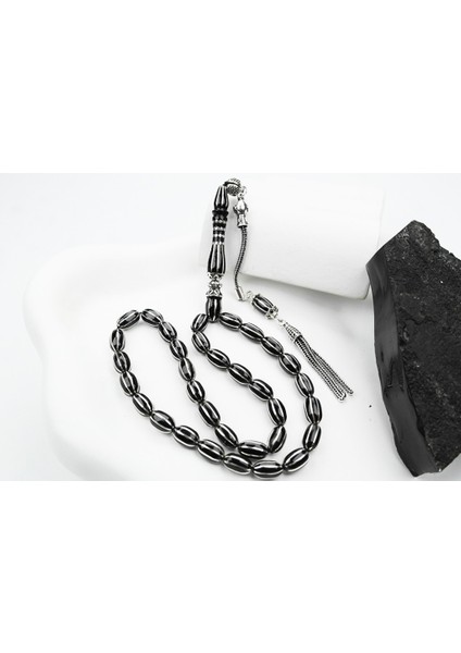 Oltu Taşı Beyzi Model Sekizli Karpuz Işlemeli Tespih fiyatları