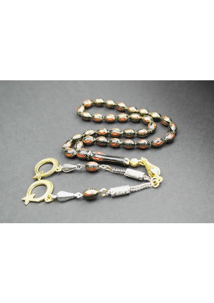 Arpa Model Kırmızı Mine Işlemeli Pirinç Kafes Tespih indirimleri