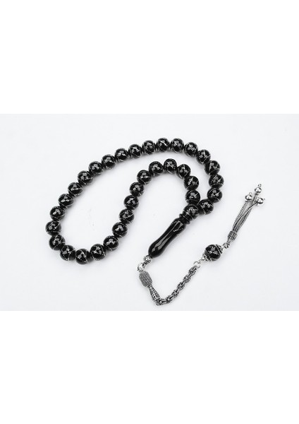 Oltu Taşı Küre Model Çemberli Burgu Işlemeli Tespih