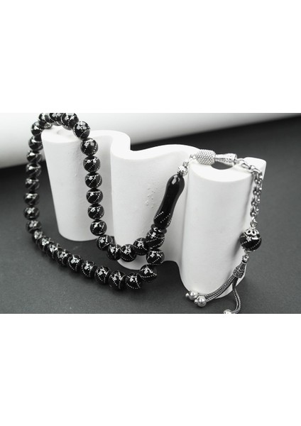 Oltu Taşı Küre Model Çemberli Burgu Işlemeli Tespih modelleri