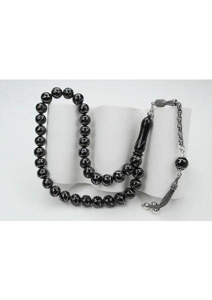 Oltu Taşı Küre Model Çemberli Burgu Işlemeli Tespih indirimleri